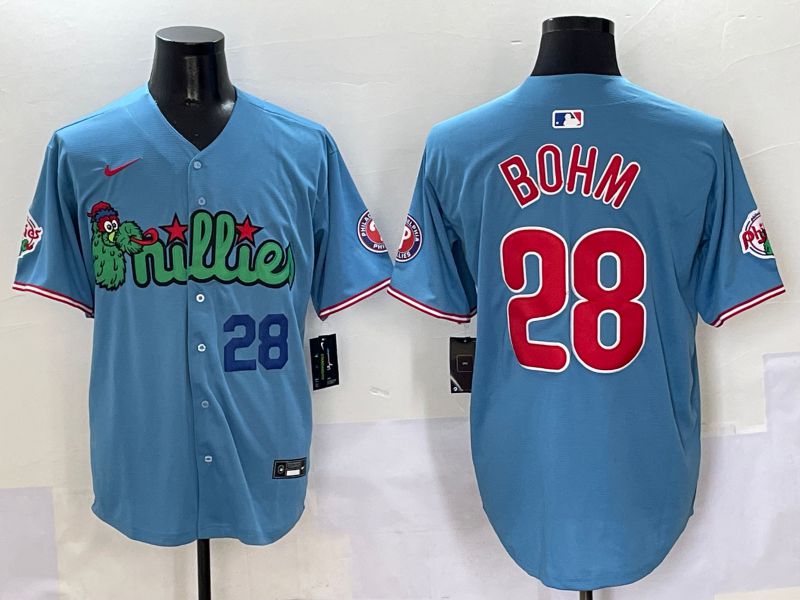 Men Philadelphia Phillies #28 Bohm Light Blue three generations Joint Name Nike 2025 MLB Jersey style 2->philadelphia phillies->MLB Jersey